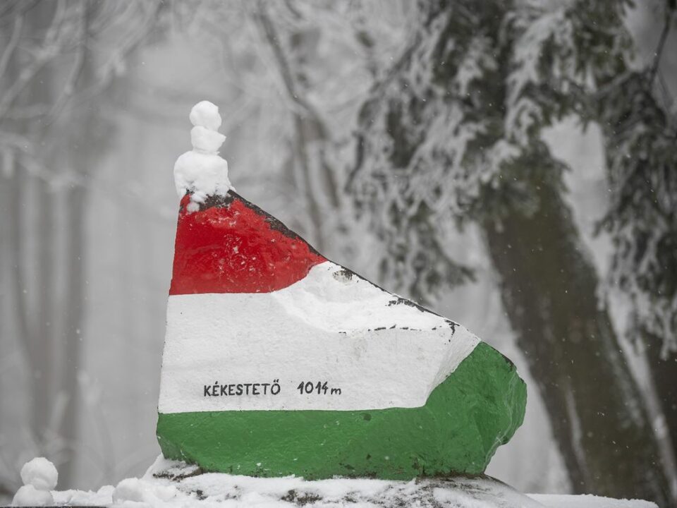 Kékestető nejvyšší vrchol Maďarska se sněhem