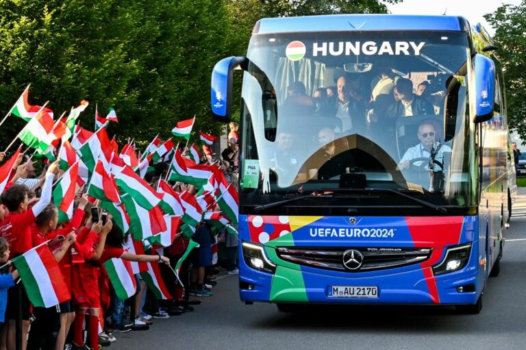 Euro 2024 the Hungarian national football team arrived in Germany to a huge crowd.