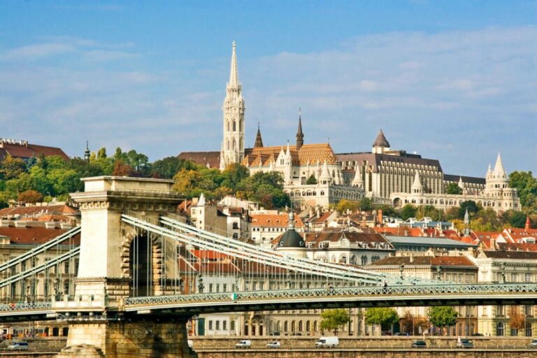 Budapest Chain Bridge and Buda Castle western leaders