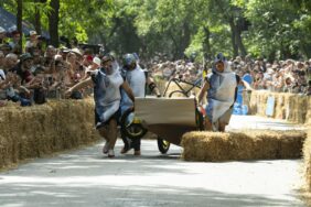 Participant performs during the Red Bull Soapbox Race in Budapest, Hungary on June 30, 2024. // Balázs Pálfi / Red Bull Content Pool