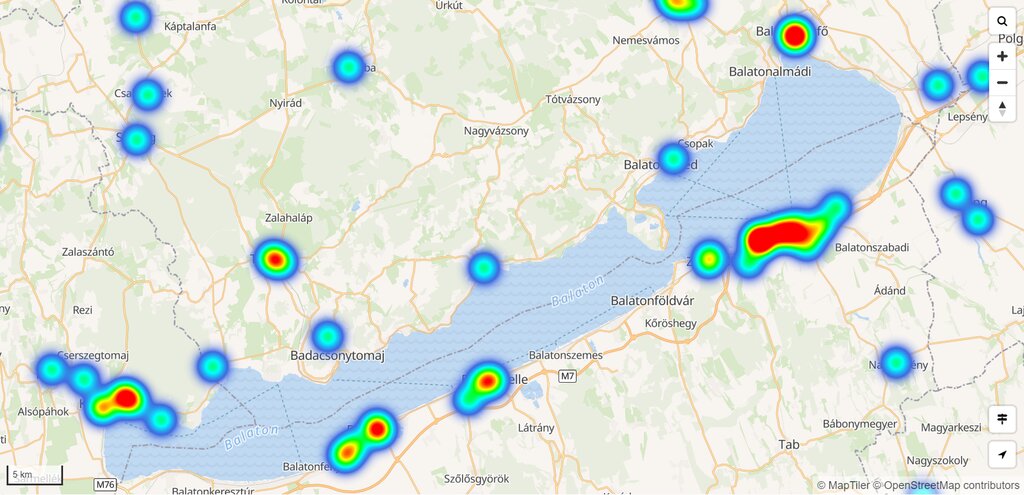 thefts at Lake Balaton map