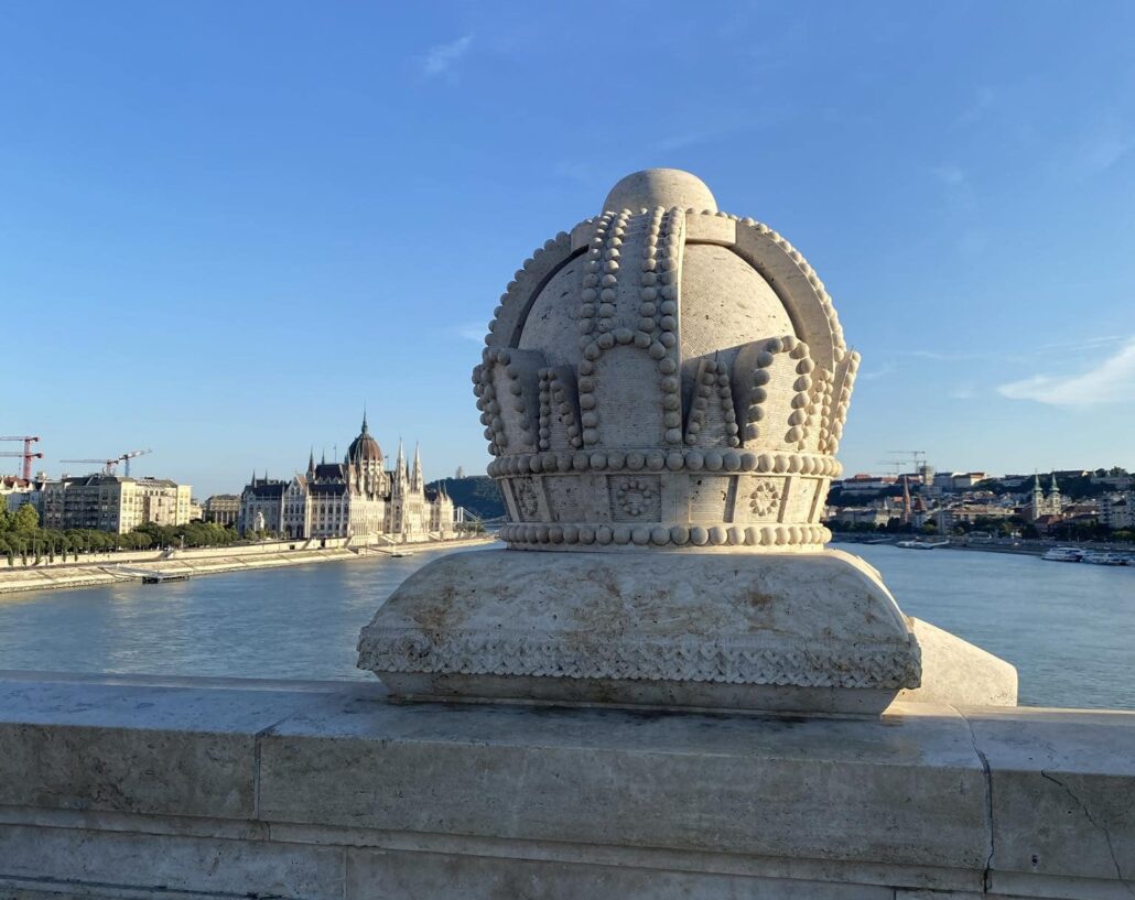 Budapest Margaret Bridge Holy Crown decorations damaged