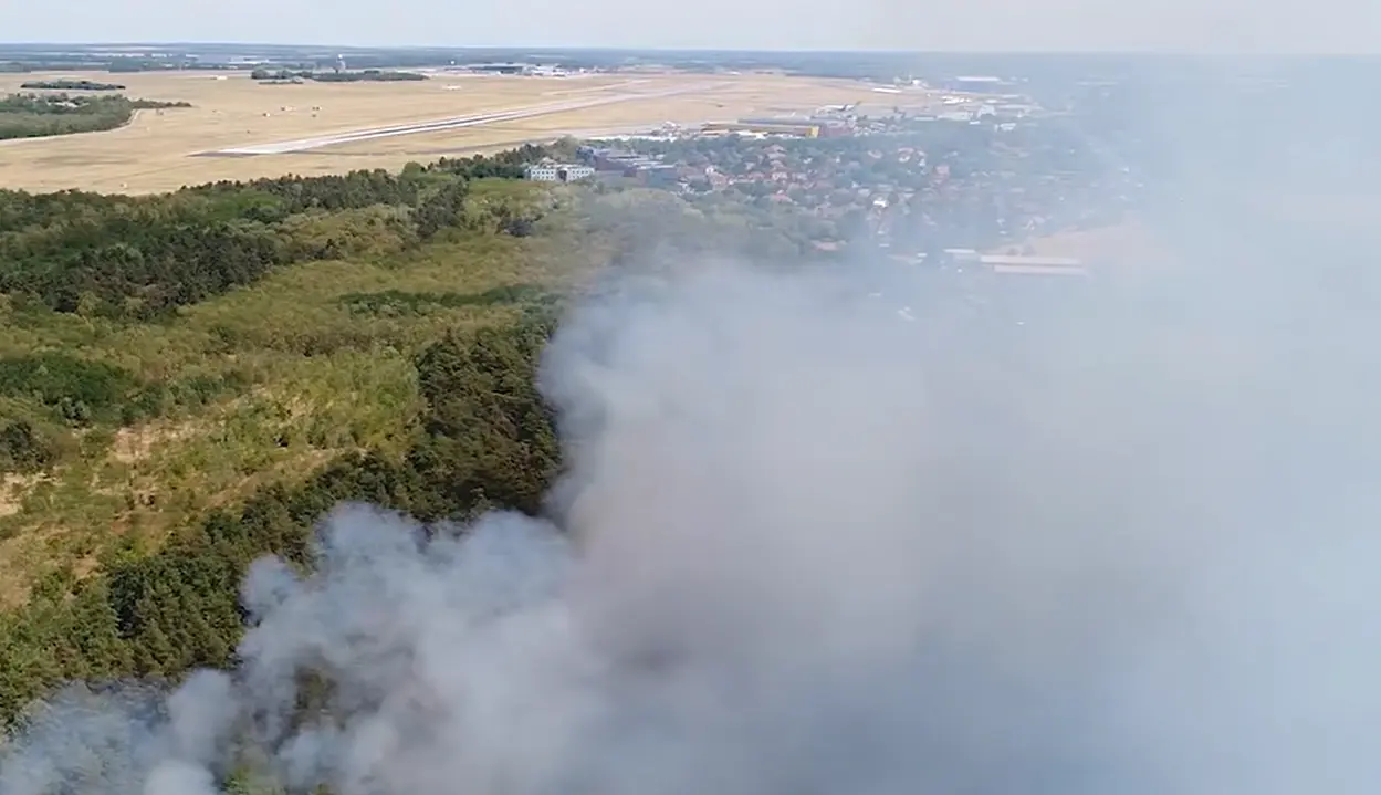 Wood near Budapest Airport in fire