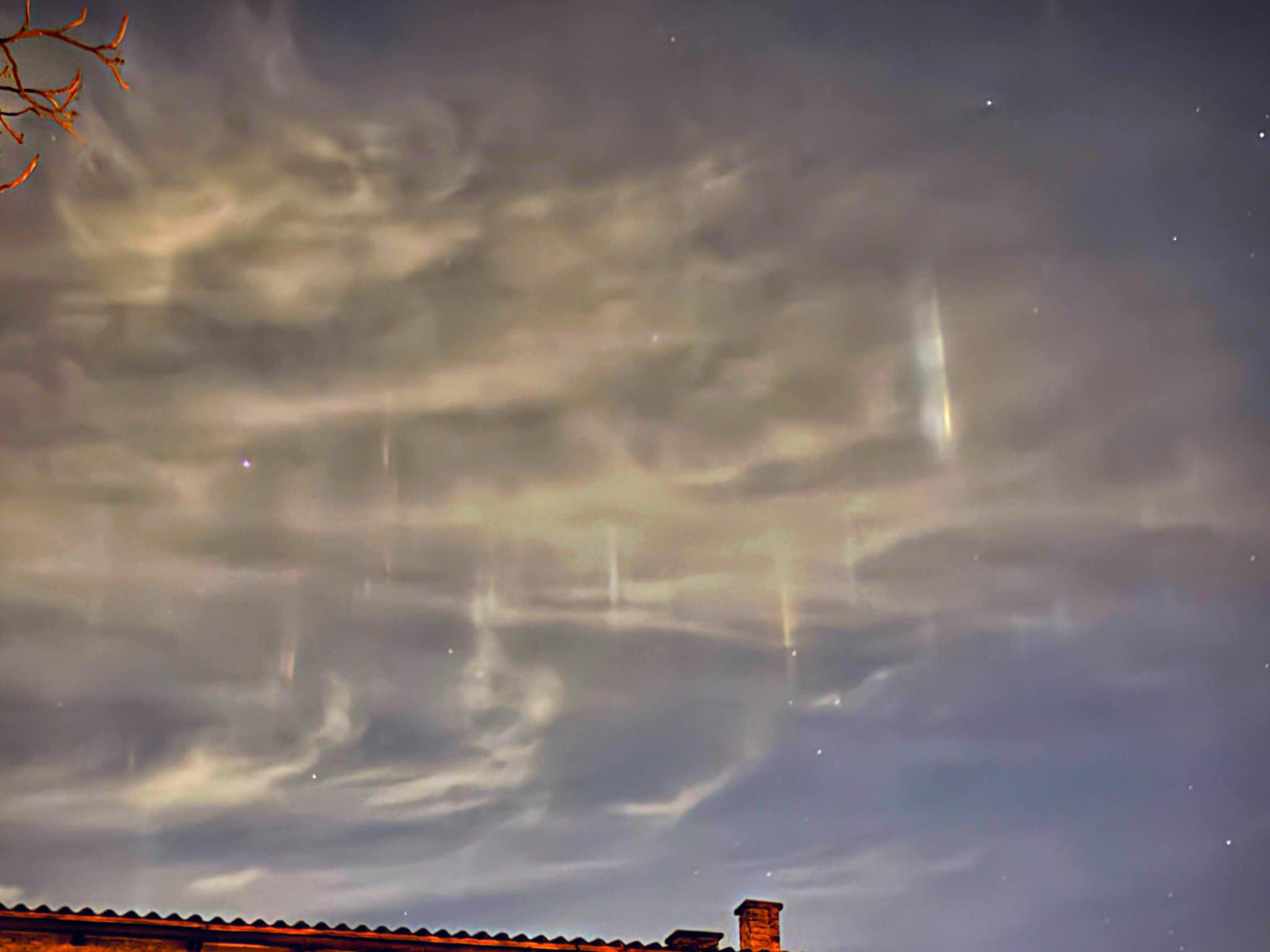 Light pillars over Budapest