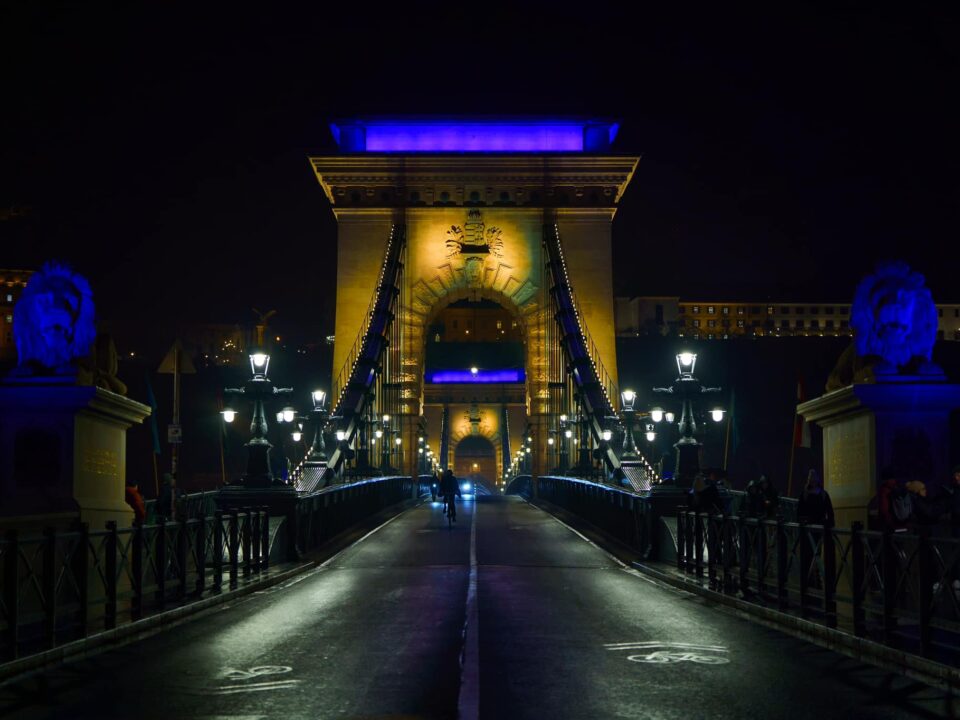 budapest ukraine colour chain bridge