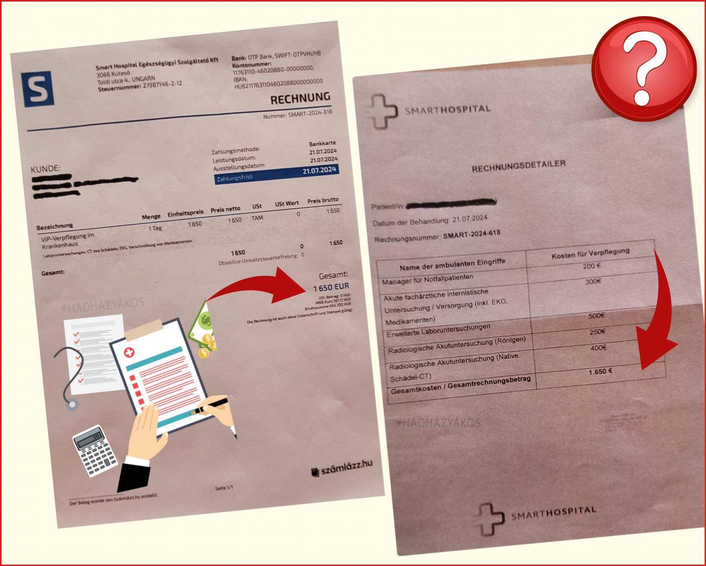 The invoice and the detailed bill