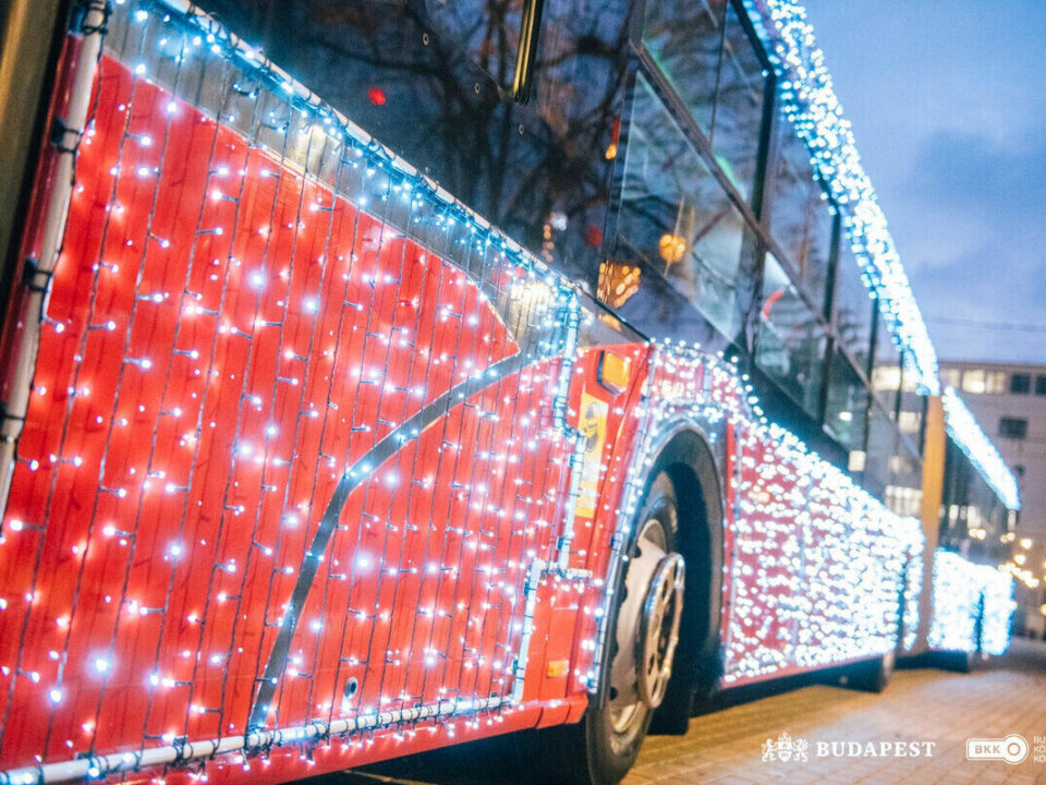 Budapest festive light bus Santa trolleybus