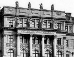 Original decorative statues of Buda Castle's iconic building being restored