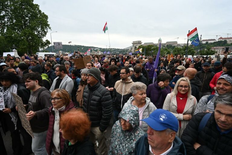 Manifestación contra el gobierno en Budapest, Hungría