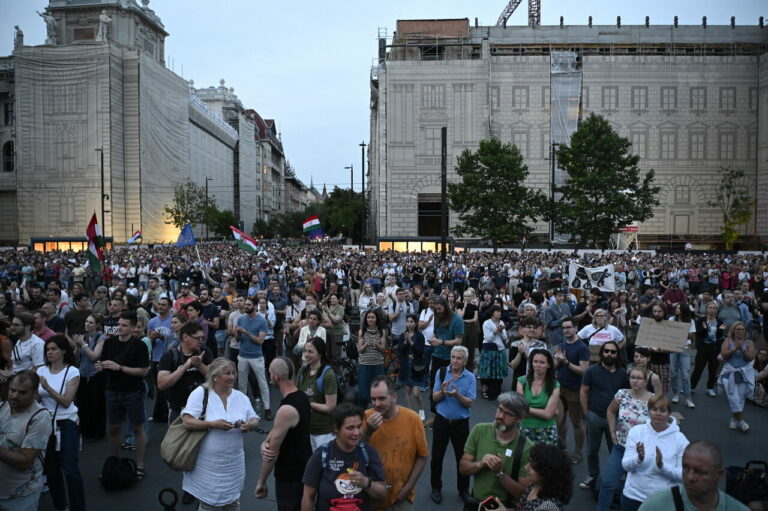 Protesta en Budapest contra el gobierno de Orbán
