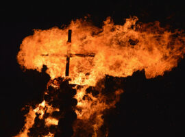 church fire Ukraine arson anti-Hungarian graffiti illustration transcarpathia