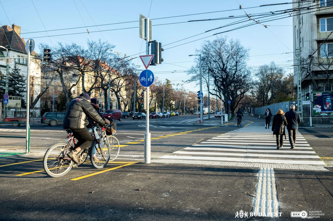 Pedestrians cyclists Budapest BKK